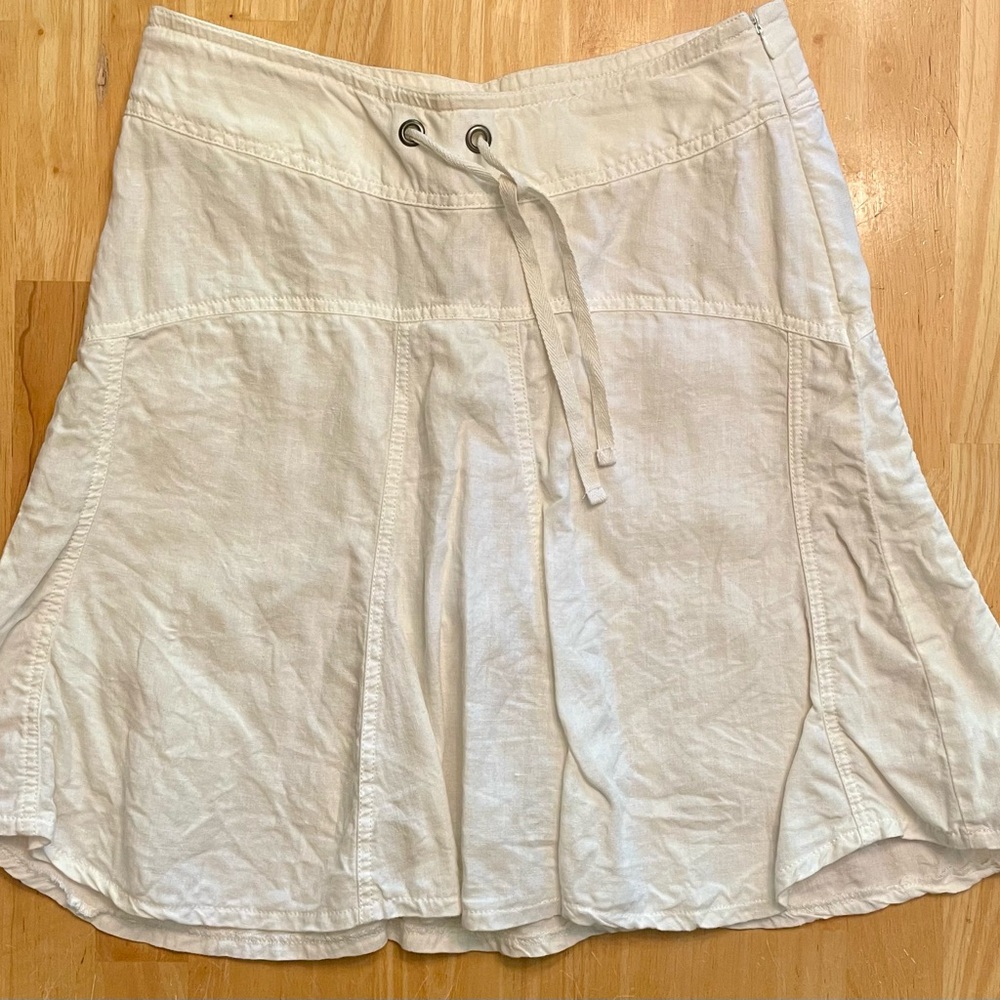 Athleta White A-Line Knee-Length Skirt with Tie Front
